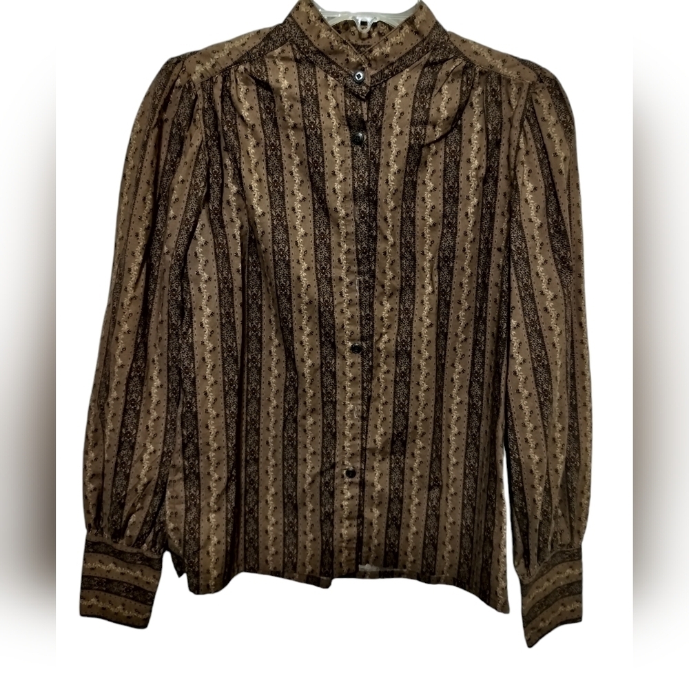 2840)Texas Jack Outfitter Brown Floral Button Up Long Sleeve Western Shirt Sz L